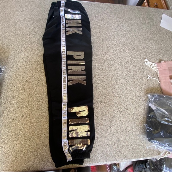 Vs pink sequin bling cozy pullover bling classic pant rare last set - Picture 10 of 15